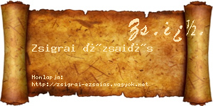 Zsigrai Ézsaiás névjegykártya